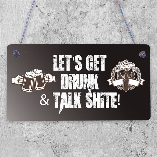 Novelty Bar Plaque LETS GET DRUNK Funny Pub Home Bar Sign Man Cave Gifts