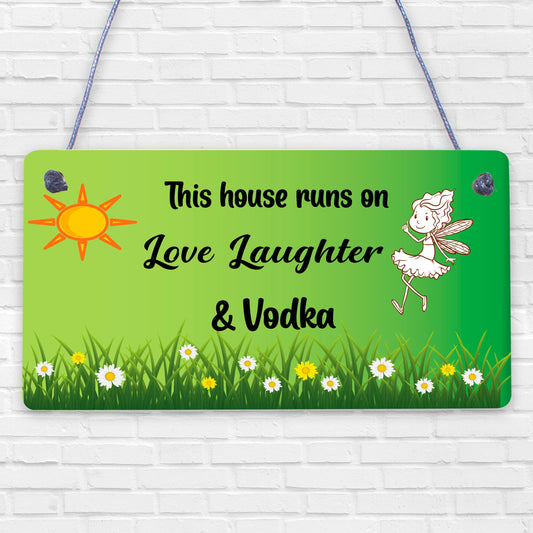 Fun Laughter Vodka Kitchen Plaque Alcohol Home Bar Sign Friend Gift For Women