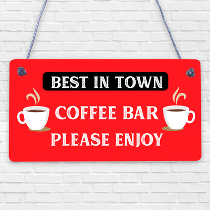 Coffee Bar Hanging Wall Plaque Home Decor Kitchen Cafe Sign Gifts For Women