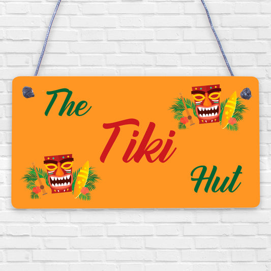 Tiki Hut Hanging Home Bar Pub Kitchen Plaque Alcohol Cocktails Sign Friend Gift