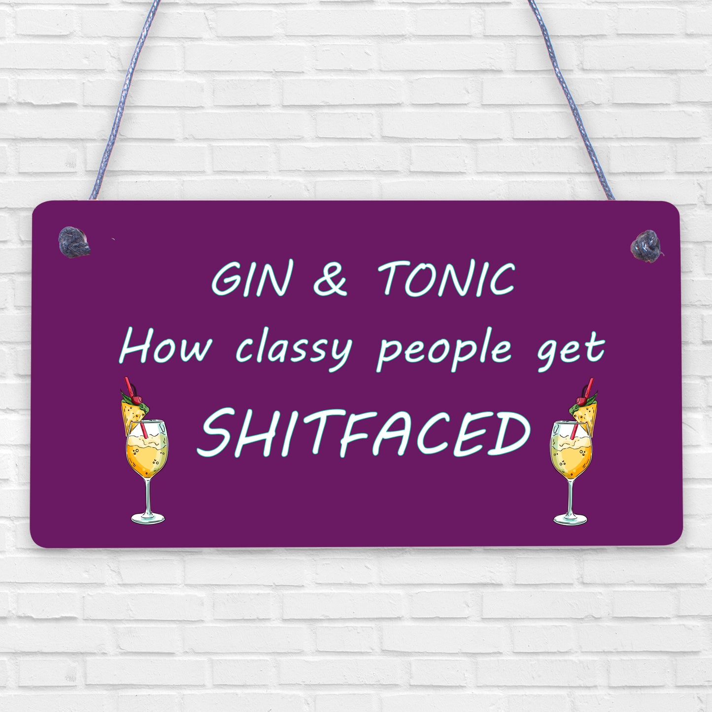 Funny Gin &amp; Tonic Gift For Gin Lovers Hanging Alcohol Kitchen Bar Pub Plaque