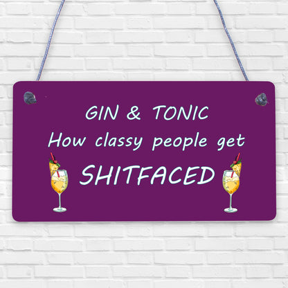 Funny Gin &amp; Tonic Gift For Gin Lovers Hanging Alcohol Kitchen Bar Pub Plaque