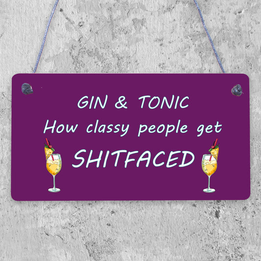 Funny Gin &amp; Tonic Gift For Gin Lovers Hanging Alcohol Kitchen Bar Pub Plaque