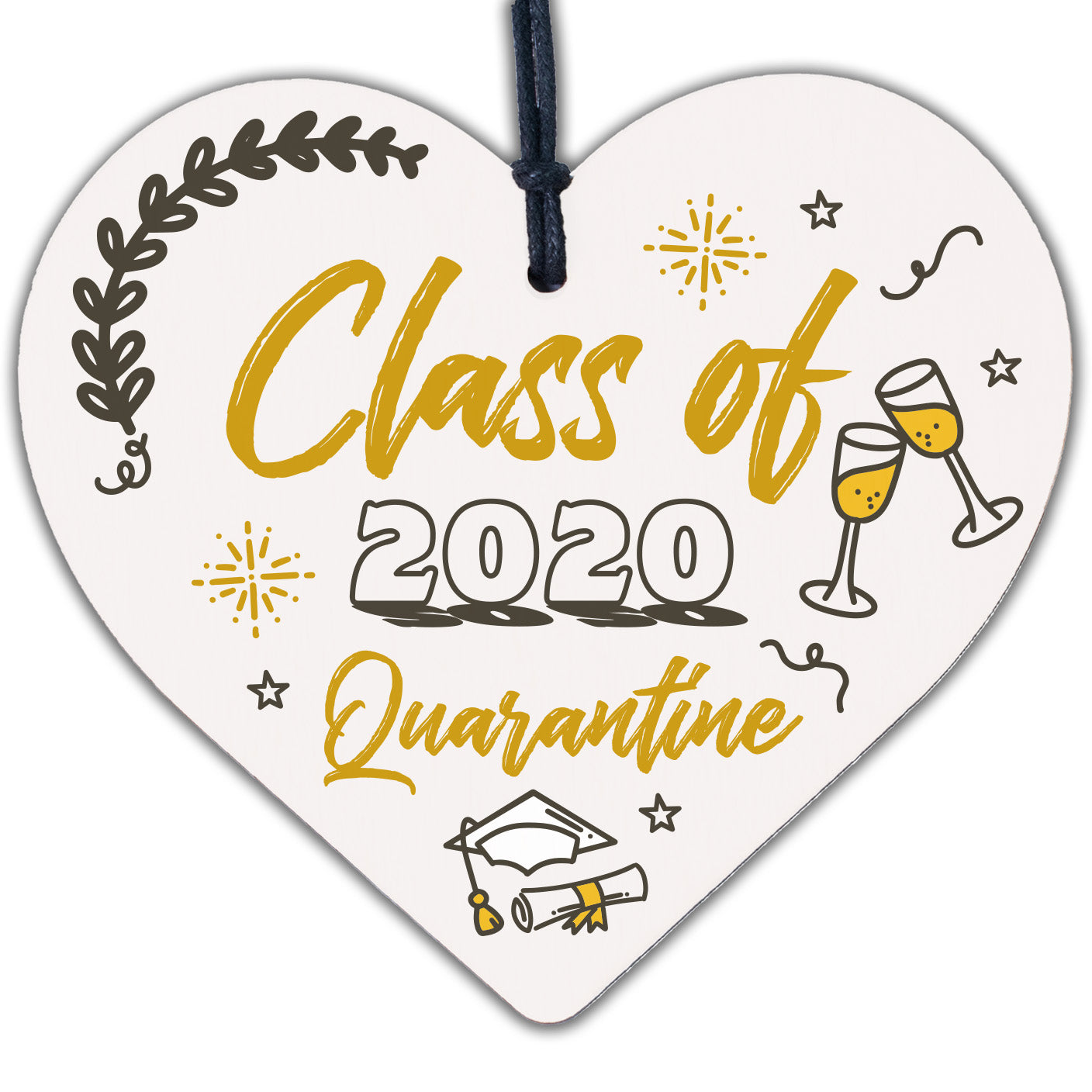 Funny Graduation Gift For Daughter Son Wood Heart Class Of 2020 Quarantine