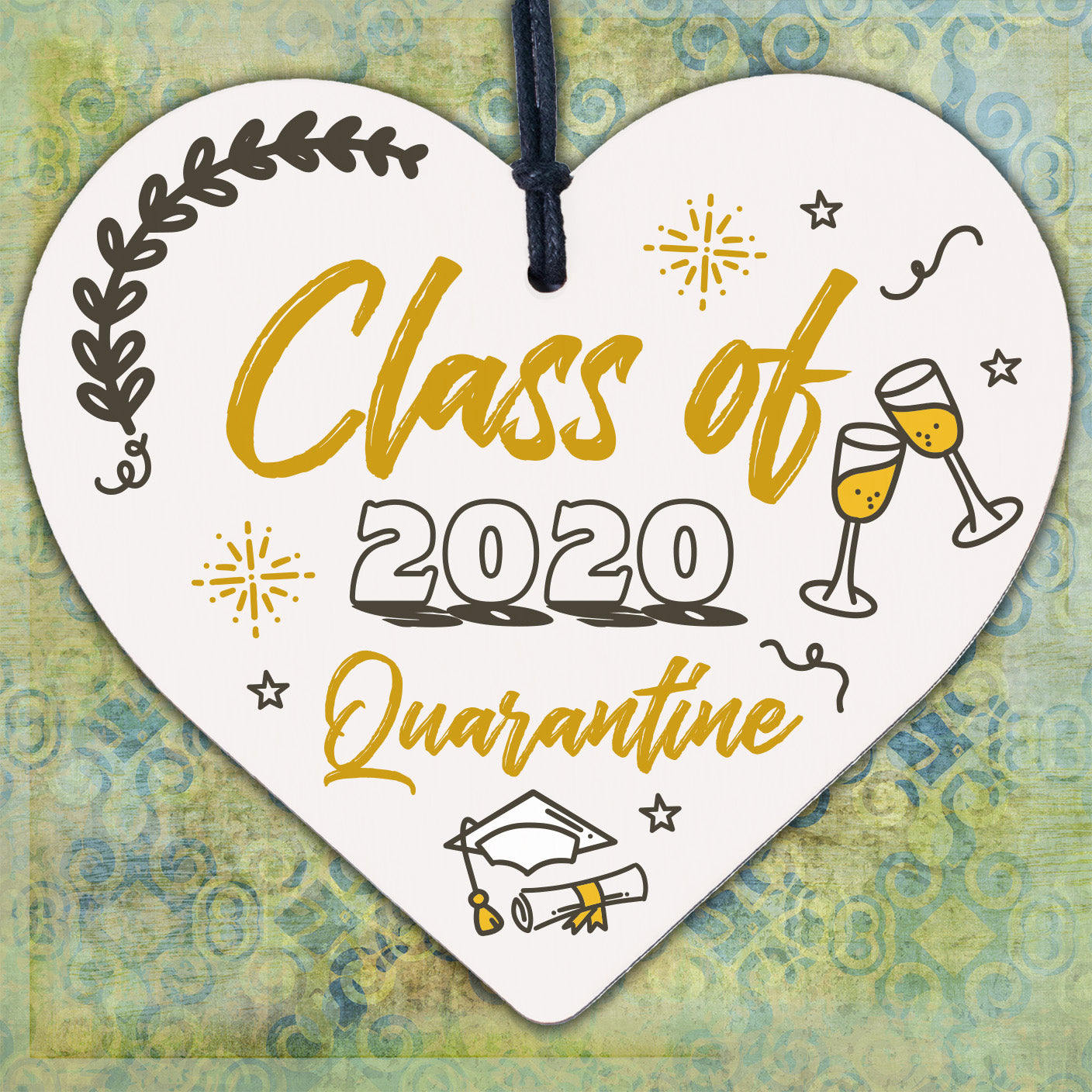 Funny Graduation Gift For Daughter Son Wood Heart Class Of 2020 Quarantine