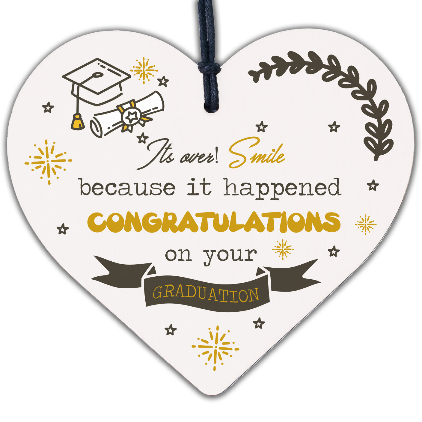 Congratulations On Your Graduation Wood Heart Gift Keepsake Graduate Degree Exam