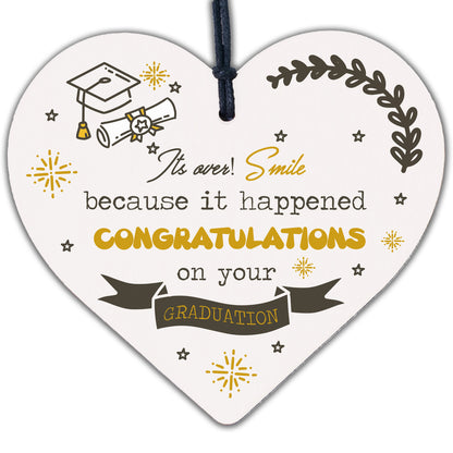 Congratulations On Your Graduation Wood Heart Gift Keepsake Graduate Degree Exam