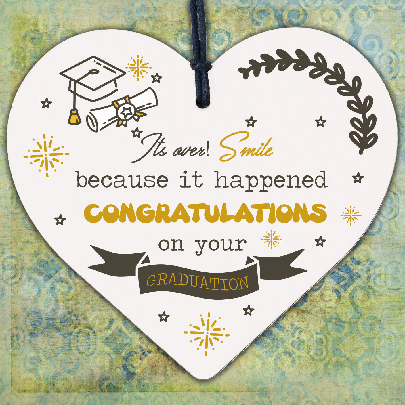 Congratulations On Your Graduation Wood Heart Gift Keepsake Graduate Degree Exam