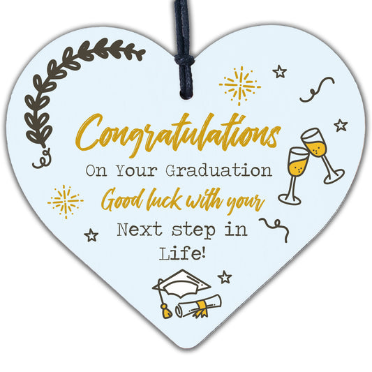 Congratulations On Your Graduation Wooden Heart Plaque Present Graduate Gifts