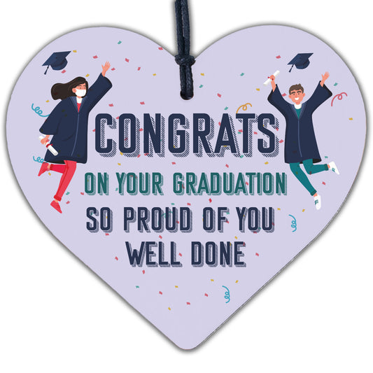 Well Done Graduation Wooden Heart Keepsake Friendship Gift Congratulations Party