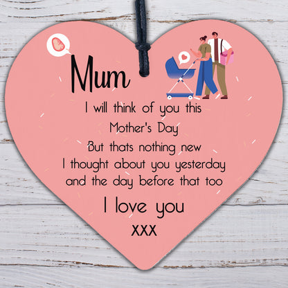 In Memory Plaque For Mum On Mothers Day Wooden Flower Memorial Gift For Mum