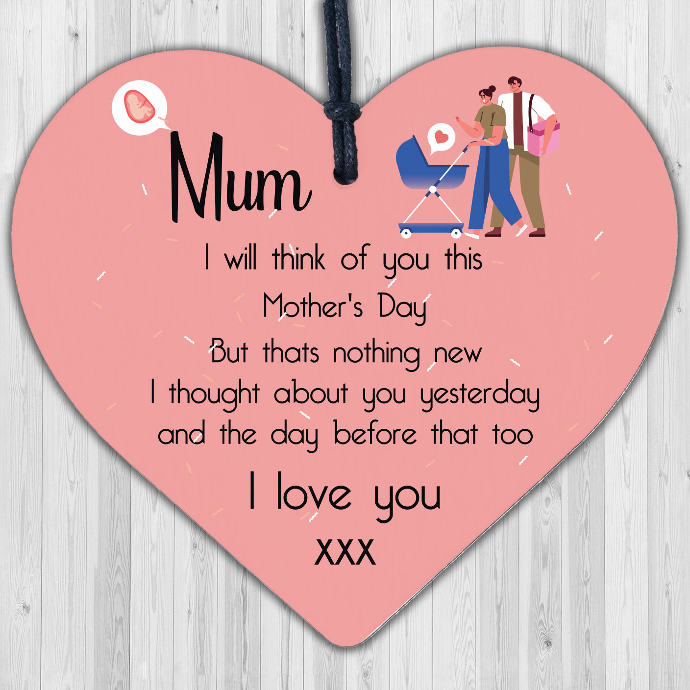 In Memory Plaque For Mum On Mothers Day Wooden Flower Memorial Gift For Mum