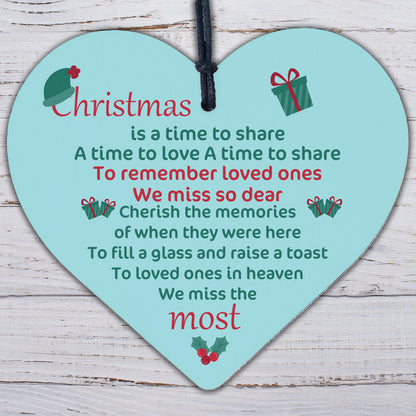 Christmas Tree Decoration Bauble Memorial Wooden Heart Plaque Friendship Gifts