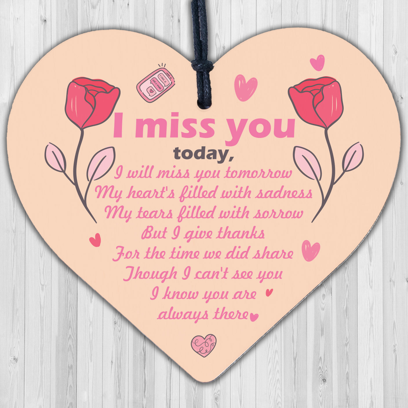 Miss You Memorial Bereavement Gifts For Mum Dad Nan Grandad Love Hanging Plaque