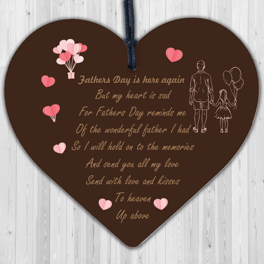 Wonderful Father Hanging Wooden Heart FATHERS DAY Memorial Sign Gifts For Him