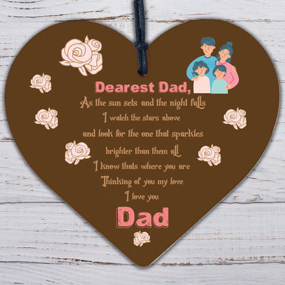 Dad Memorial Plaque Birthday Christmas Tree Decoration Wooden Heart Bauble Gift