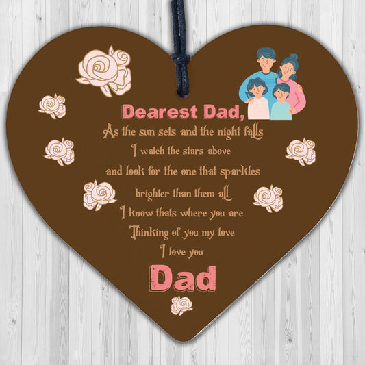 Dad Memorial Plaque Birthday Christmas Tree Decoration Wooden Heart Bauble Gift