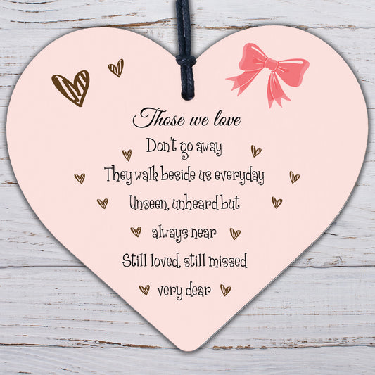 Memorial Hanging Heart Sign Bereavement Remembrance Poem Mum Dad Love Gift