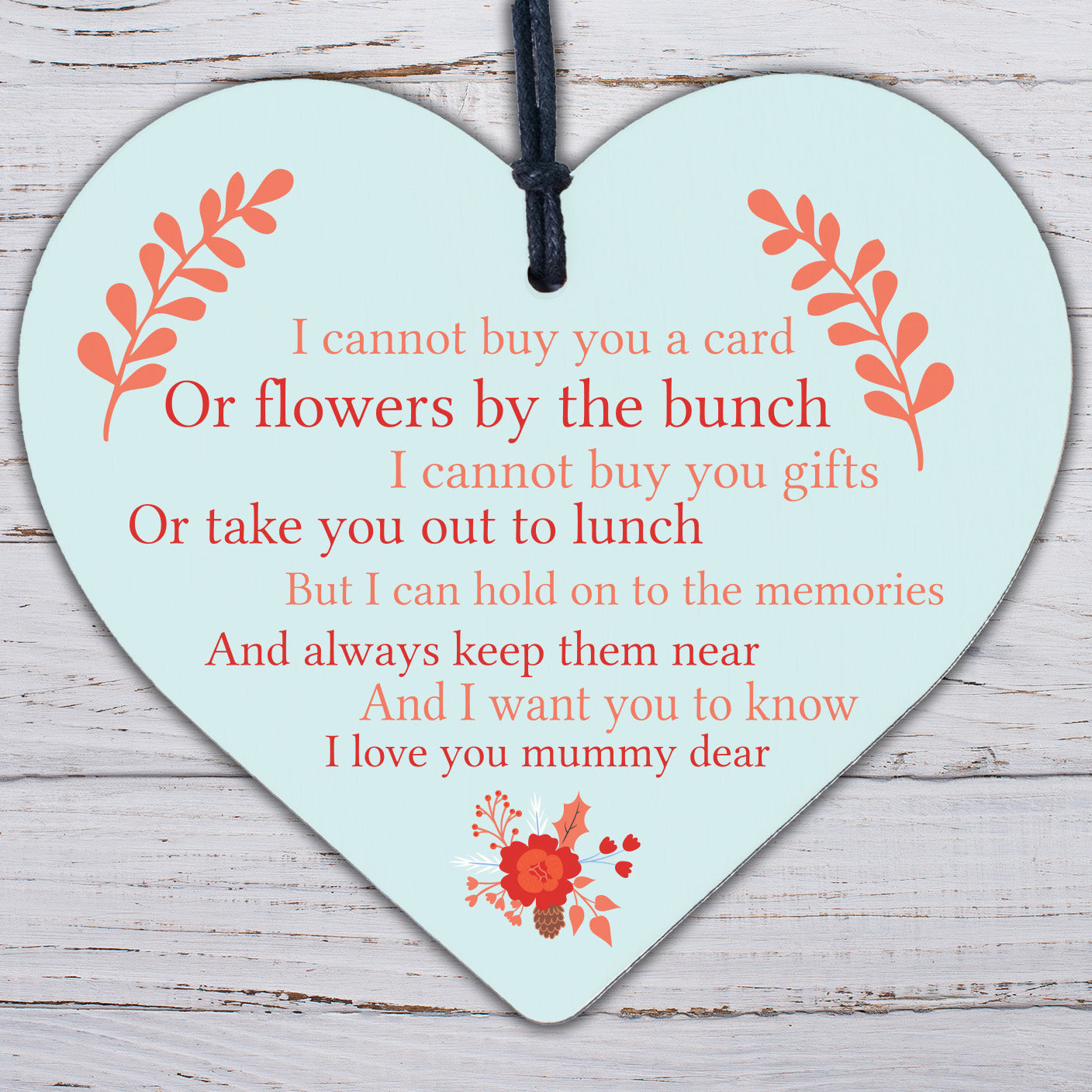 Mum Memorial Wooden Hanging Heart Sign Mothers Day Gifts Plaque Love Grave Tree