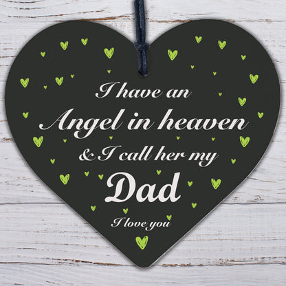 Special Angel Dad Heart Shaped Wood Memorial Grave Plaque Xmas Tree Decoration