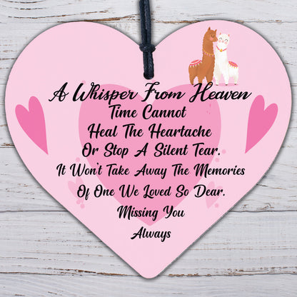 A Whisper From Heaven Wooden Hanging Heart Memorial Plaque Shabby Chic Gift Sign