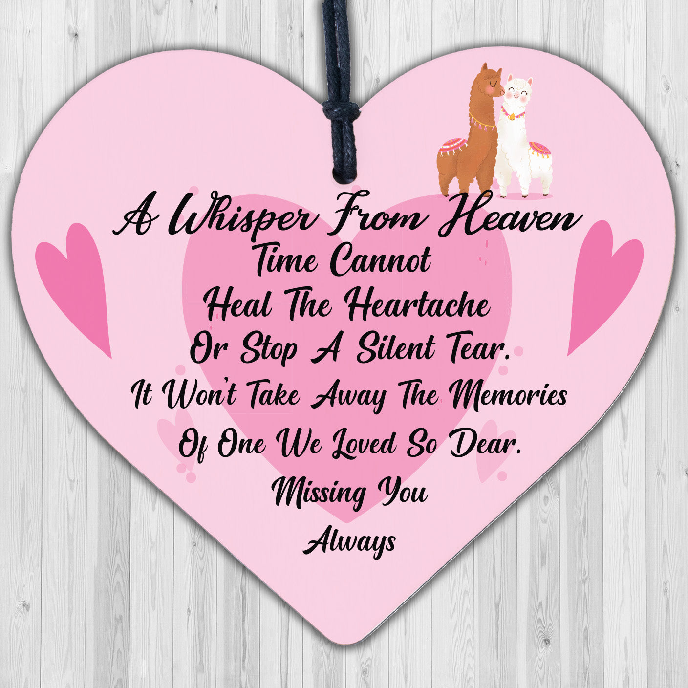 A Whisper From Heaven Wooden Hanging Heart Memorial Plaque Shabby Chic Gift Sign