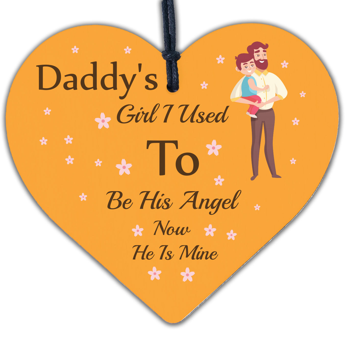 MEMORIAL Daddy's Girl Father's Day Gift Angel Wood Heart Dad Grandad Sign Grave