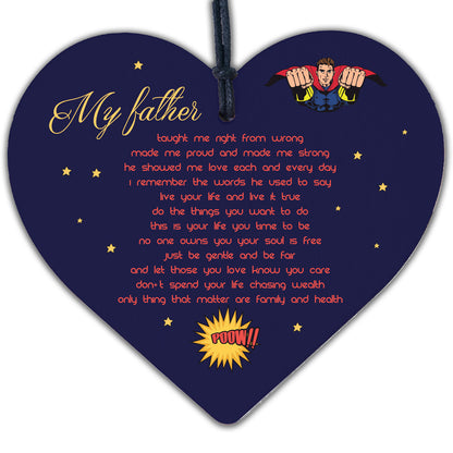 My Father Fathers Day Dad Wood Heart Sign Memorial Plaque For Him Daughter Gift