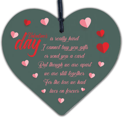 Husband Wife Valentines Day Memorial Graveside Poem Wood Heart Hanging Sign Gift