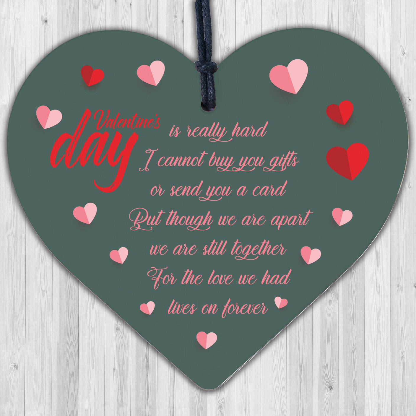 Husband Wife Valentines Day Memorial Graveside Poem Wood Heart Hanging Sign Gift