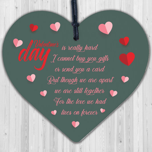 Husband Wife Valentines Day Memorial Graveside Poem Wood Heart Hanging Sign Gift