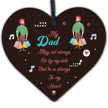 Dad Father Memorial Plaques In Memory Wood Heart Sign Memorial Christmas Bauble