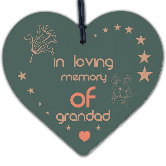 GRANDAD Memorial Plaques Wooden Heart Christmas Bauble Dad Gifts For Him Sign