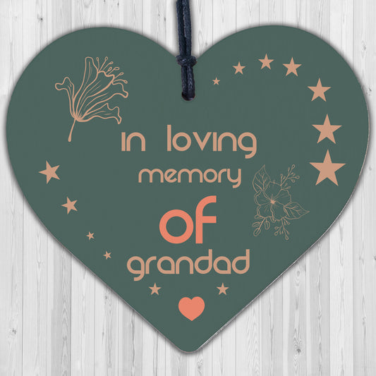 GRANDAD Memorial Plaques Wooden Heart Christmas Bauble Dad Gifts For Him Sign