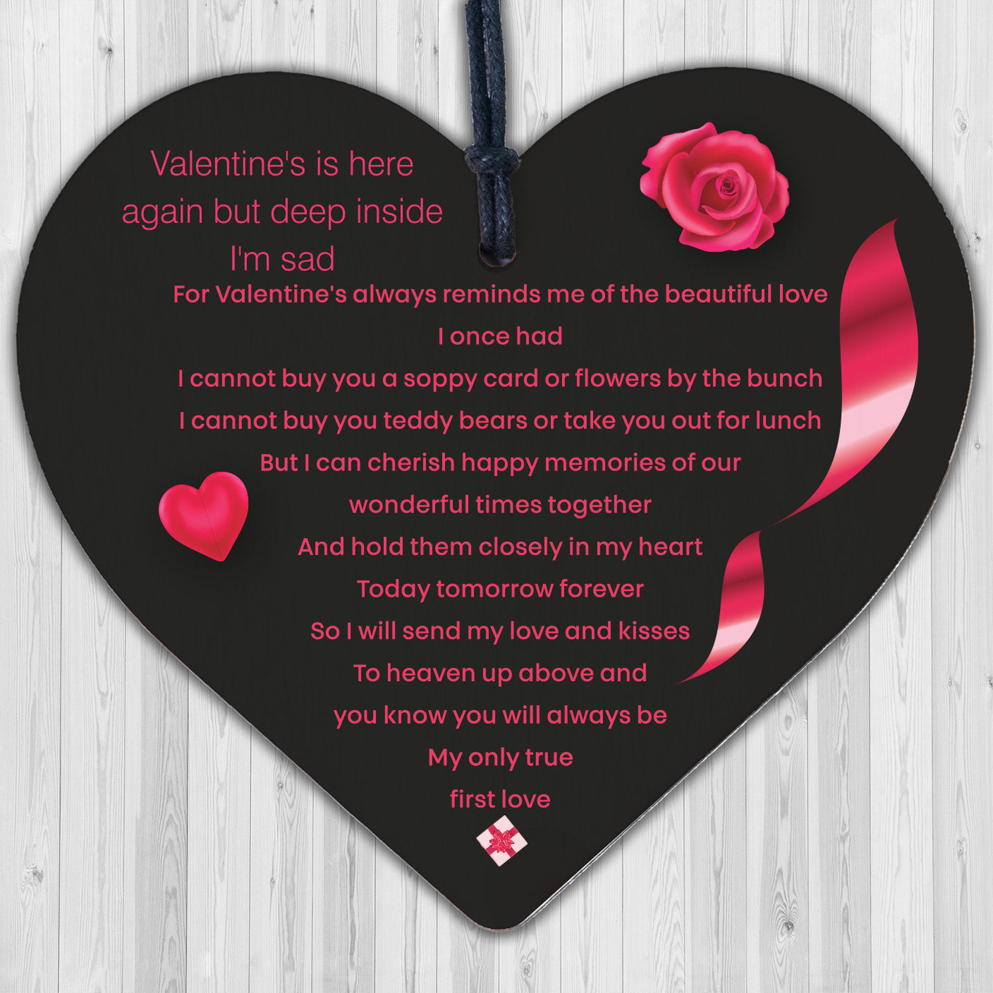 Valentines Day Gift Memorial Plaque For Husband Wife Wooden Heart Memorial Gift