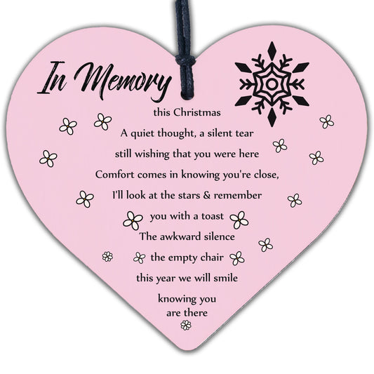 In Memory Christmas Memorial Decorations Wood Heart Tree Bauble Gift Mum Dad Nan