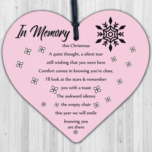 In Memory Christmas Memorial Decorations Wood Heart Tree Bauble Gift Mum Dad Nan