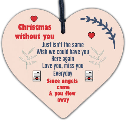 Memorial Christmas Tree Decoration For Mum Dad Nan Grandad Wooden Hanging Heart