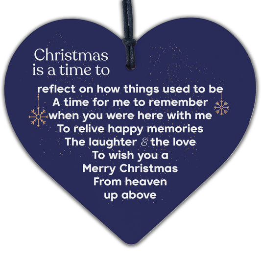 In Memory Christmas Wooden Heart Decoration Memorial Quote Tree Sign Plaque Gift