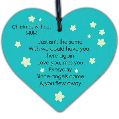 Memorial Plaque For Mum Dad Nan Grandad Hanging Heart Christmas Tree Decoration