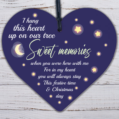 Christmas Tree Memorial Wood Heart Decoration Mum Dad Memorial Sign Plaque Gift