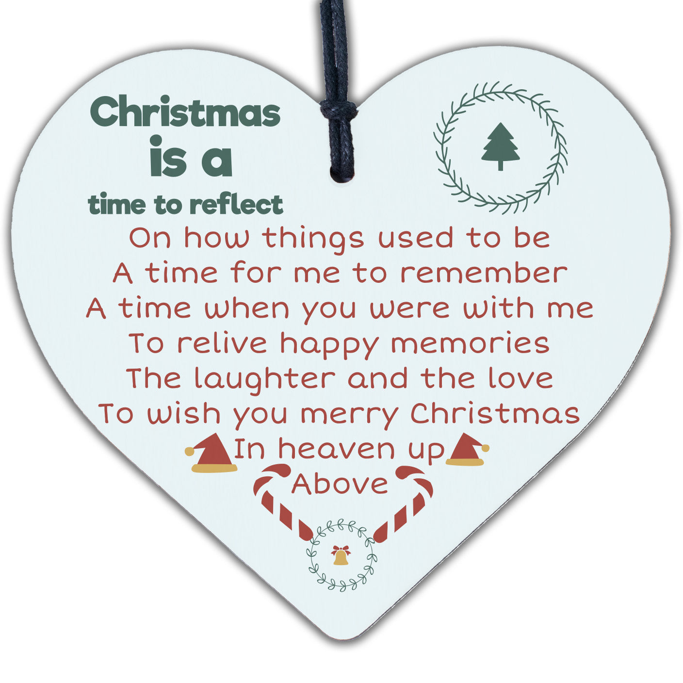 Memorial Christmas Decoration MUM DAD NAN Grandad Hanging Wooden Heart Bauble