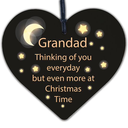 GRANDAD Memorial Christmas Bauble Wooden Heart Plaque Xmas Decoration Sign Gift