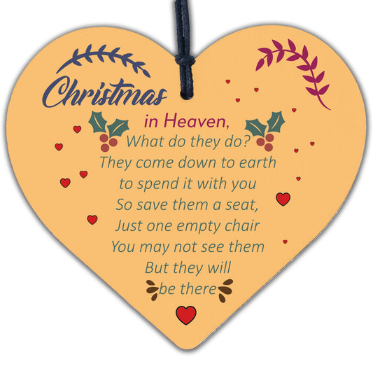 Christmas Memorial Bauble Wood Heart Tree Decoration Plaque Mum Nan Tribute Gift