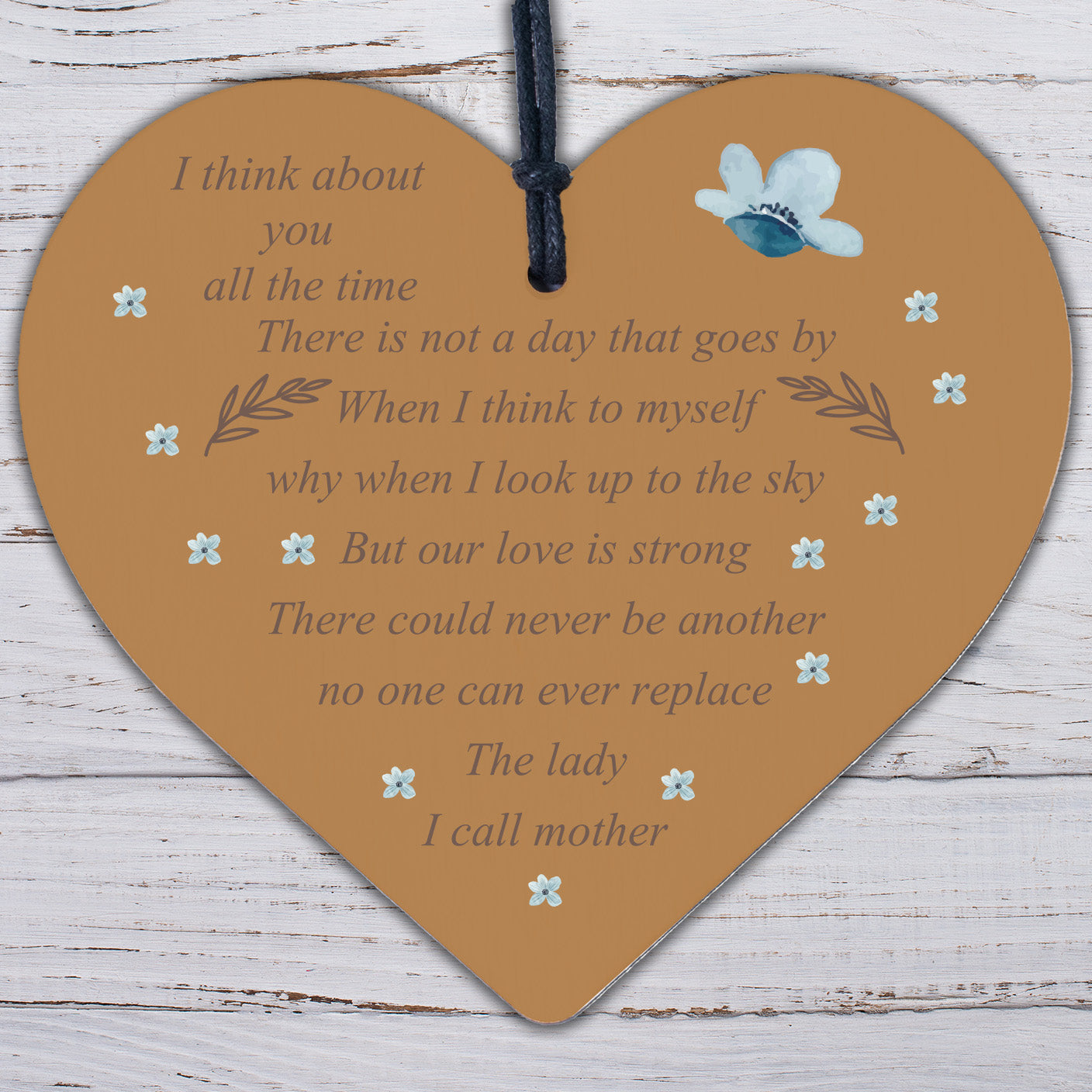 Mum Memorial Gifts Wooden Heart Grave Plaque Tribute Sign Mum Birthday Gifts