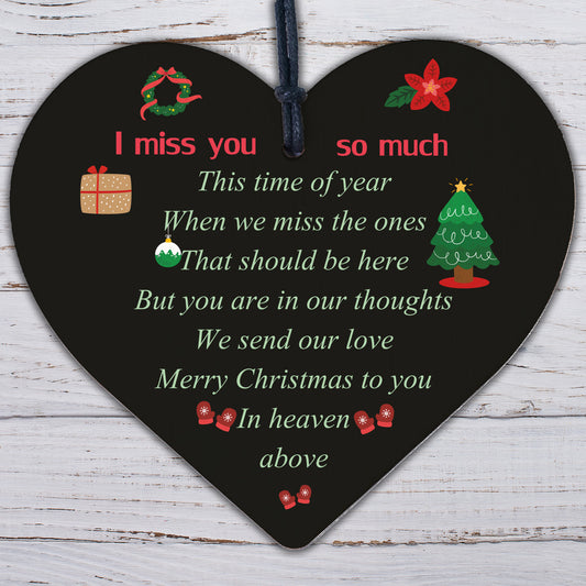 Memorial Christmas Tree Decoration Bauble Wooden Heart Poem Plaque Family Gifts