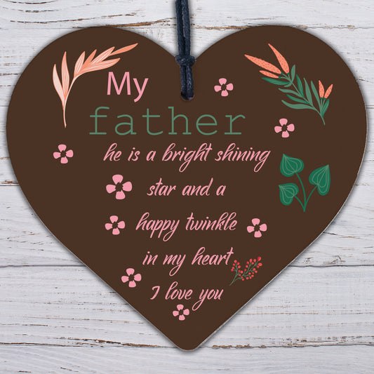 Dad Father Memorial Hanging Wood Heart Remembrance Plaque Keepsake Gift For Dad