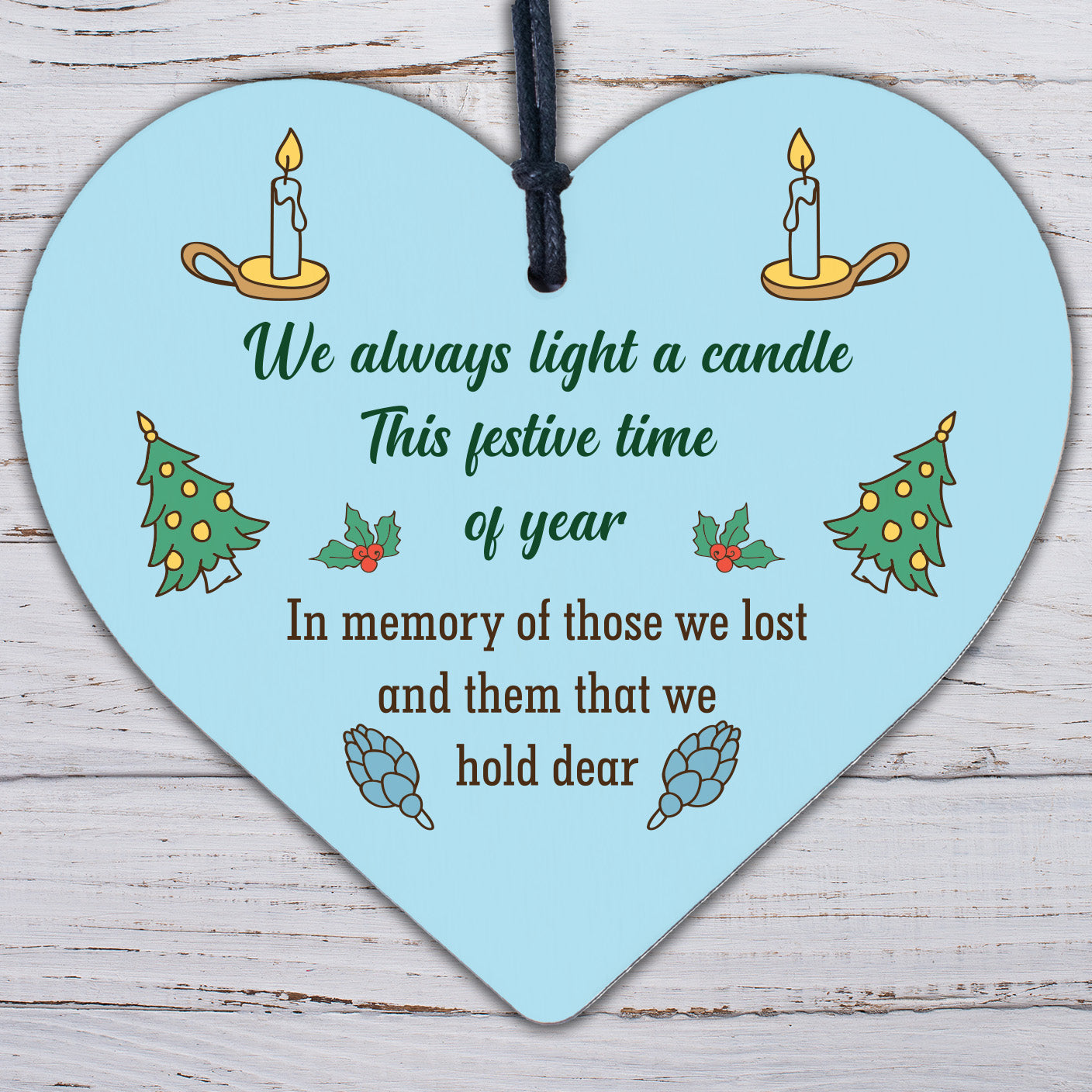 Light Candle Christmas Memorial Bereavement Hanging Plaque Tree Decoration Sign