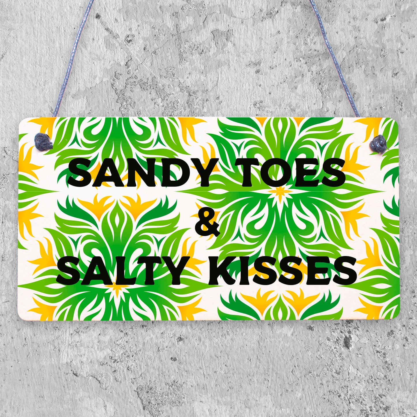 Sandy Toes & Salty Kisses Nautical Seaside Theme Hanging Plaque Bathroom Sign