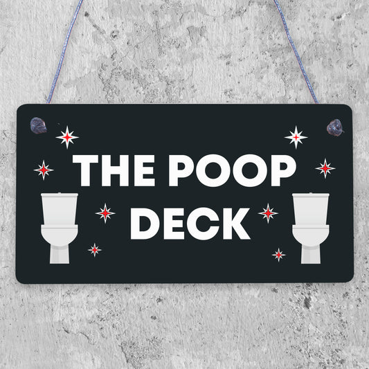 Nautical Bathroom Sign Poop Deck Funny Bathroom Toilet Loo Shabby Chic Sign